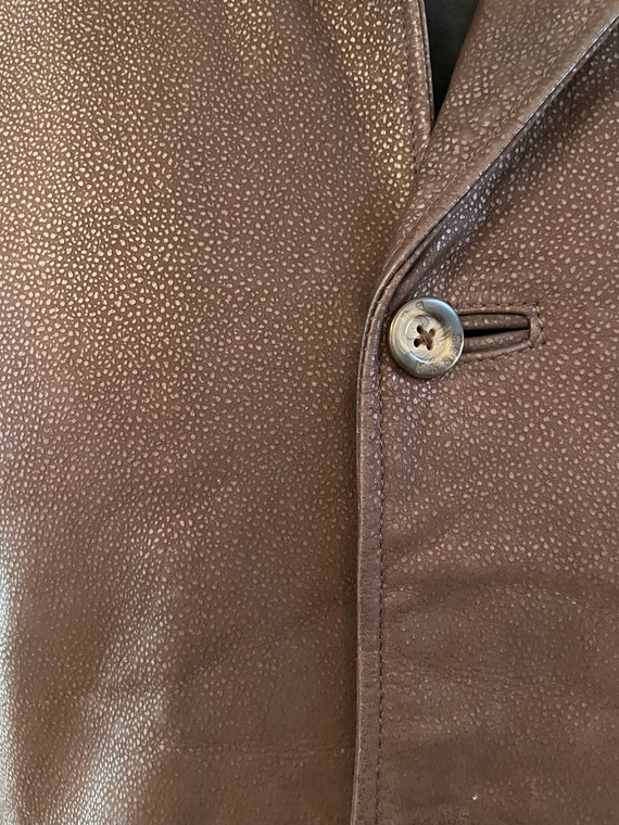 Vintage Leather Parka Coat Men Jacket Dark Brown … - image 4