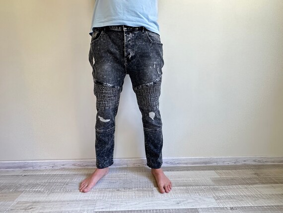 Men's  Slim Jeans Men's Distressed Denim Pants Bl… - image 1