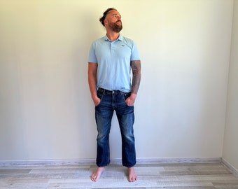Jeans LEVIS vintage: denim blu da uomo, gamba dritta, taglia 33