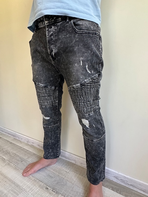 Men's  Slim Jeans Men's Distressed Denim Pants Bl… - image 2