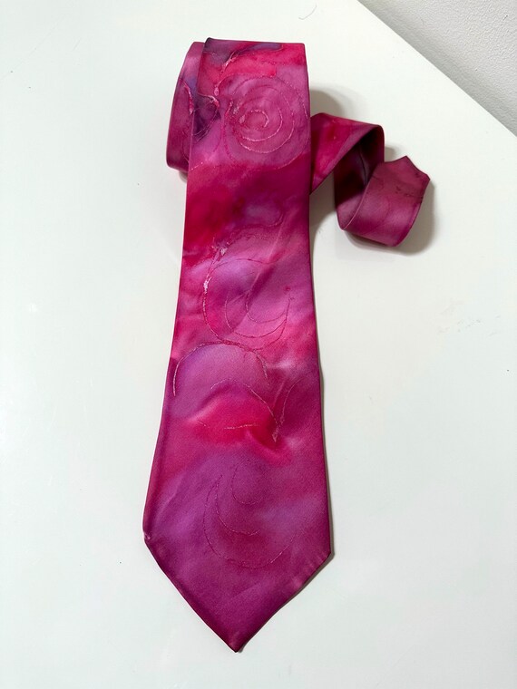 Silk Pink Vintage Tie for Men Groom Cotton Ties B… - image 3