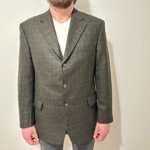 Blazer Barbour Tweed Vintage: Jaqueta de lã xadrez dos anos 90, tamanho GG