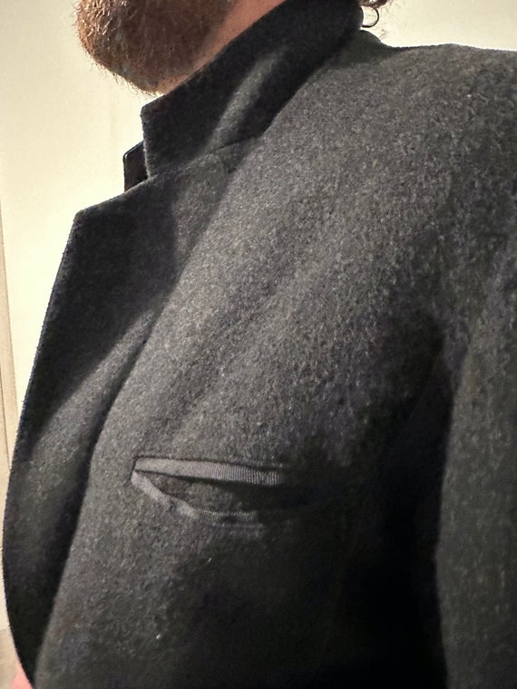 Vintage Men's Lana Wool Winter Jacket Black Men C… - image 8