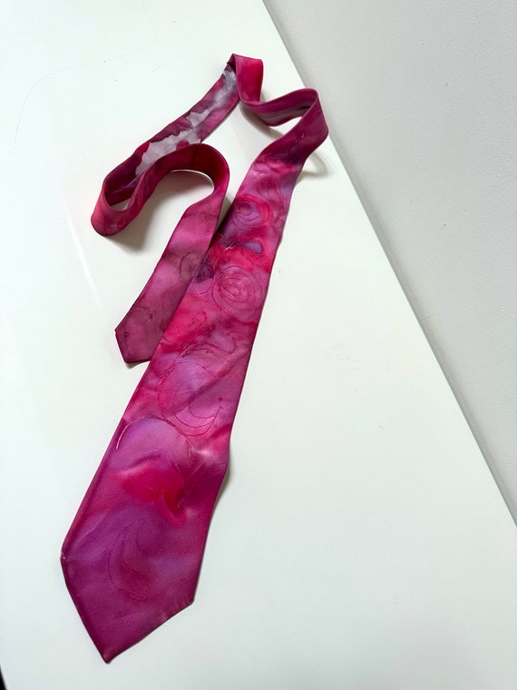 Silk Pink Vintage Tie for Men Groom Cotton Ties B… - image 4