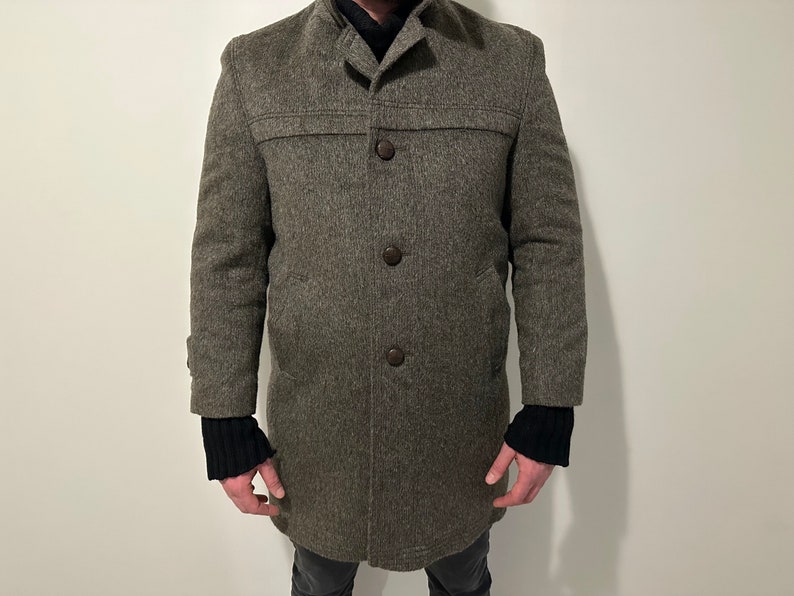 Vintage Men's Wool Winter Coat Grey Men Wool Coat Overcoat Classy Warm