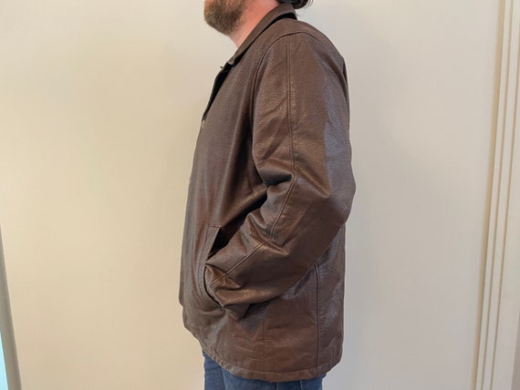 Vintage Leather Parka Coat Men Jacket Dark Brown … - image 6