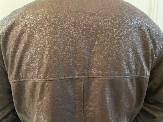 Vintage Leather Parka Coat Men Jacket Dark Brown … - image 8