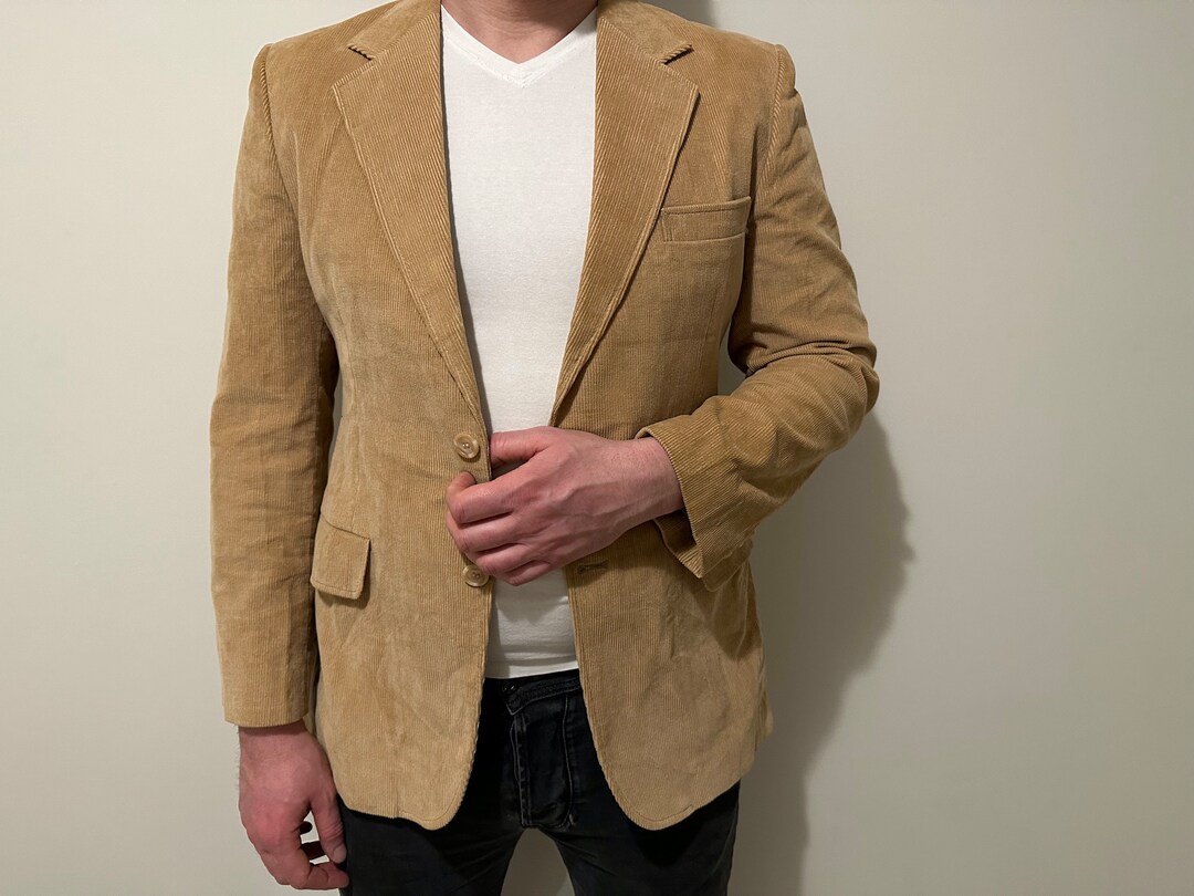 Vintage 80s Yellow Sport Coat Corduroy Men Formal Blazer Etsy