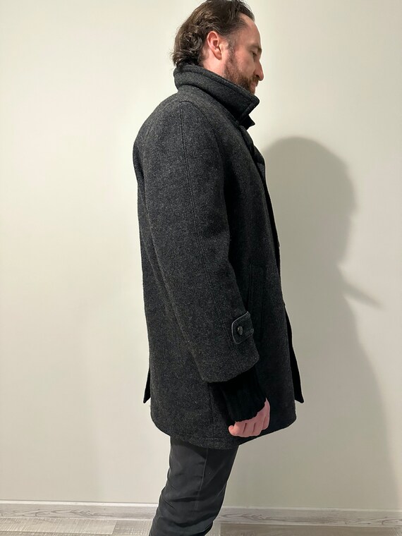 Vintage Men's Wool Winter Coat Grey Men Wool Coat Ove… Gem