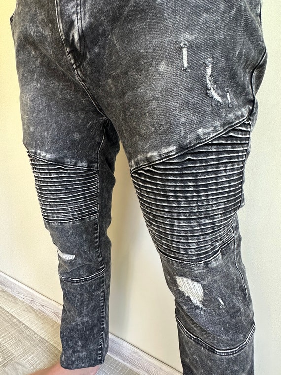 Men's  Slim Jeans Men's Distressed Denim Pants Bl… - image 3