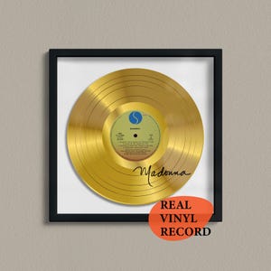 Madonna Signed Gold Vinyl Record — Decorative Music Art — Facsimile Autographed 12&quot; LP — Gift for a Music Lover, Unique Memorabilia Poster