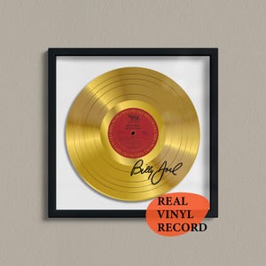 Gesigneerde Billy Joel-gouden vinylplaat — Music Art — in facsimile gesigneerde 12&quot; LP — cadeau voor een muziekliefhebber, unieke memorabilia-poster