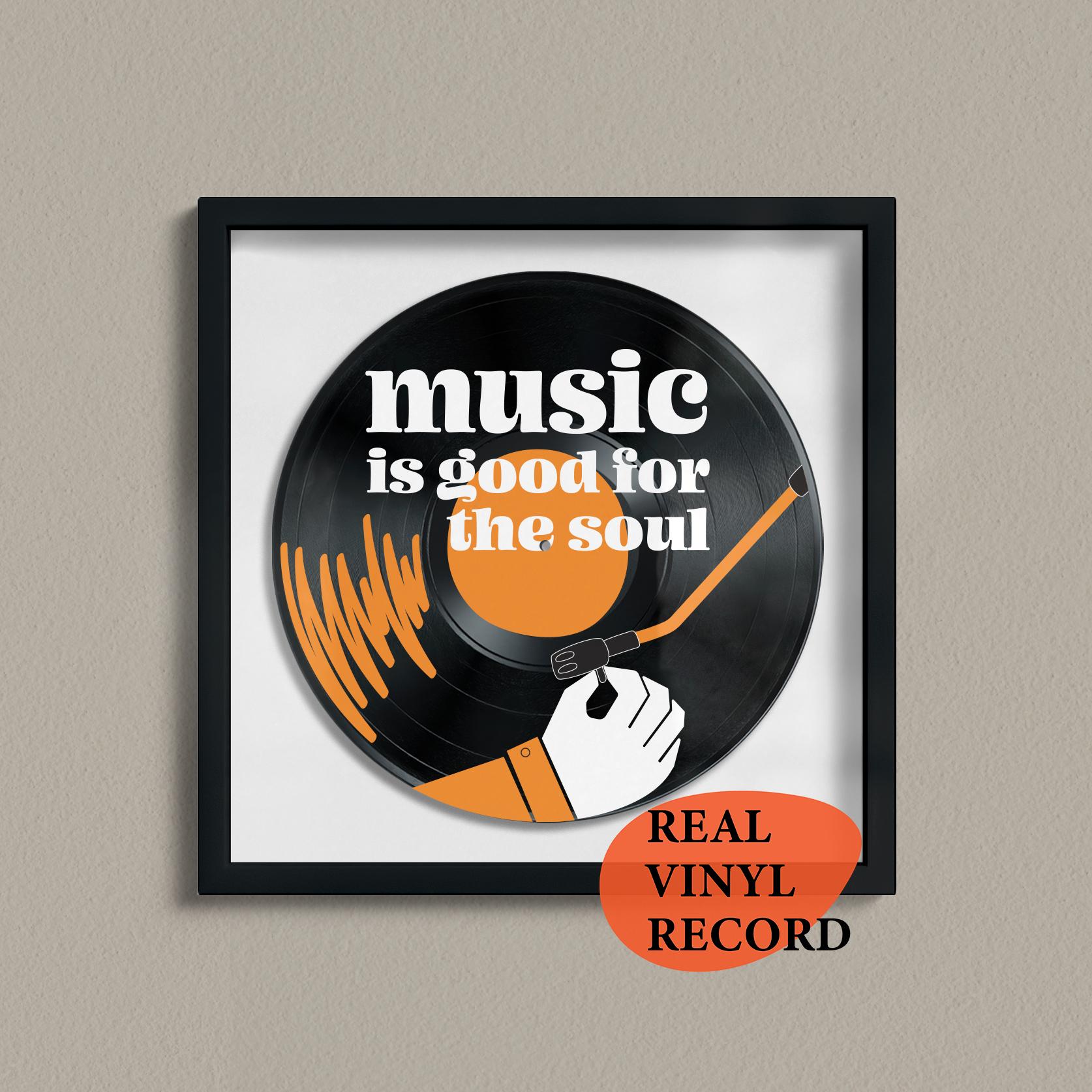 Music is Good for the Soul - Retro Music Poster, Vinyl Record Art Decor - Unique Living Room Wall Decoration - Gift for Music Lover, Teacher