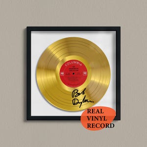 Bob Dylan signierte goldene Schallplatte — Dekorative Musikkunst — Faksimile Autogramm 12 &quot;LP — Geschenk für einen Musikliebhaber, einzigartiges Erinnerungsstück