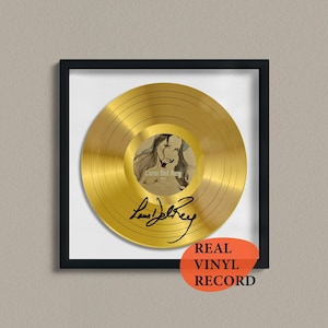 Lana Del Rey Signed Gold Vinyl Record — Decorative Music Art — Facsimile Autographed 12&quot; LP — Gift for a Music Lover, Memorabilia Poster