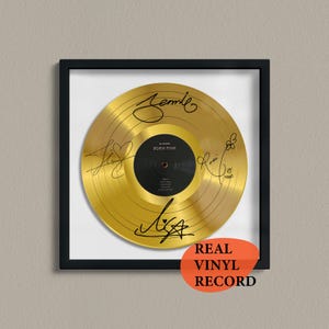 Blackpink Signed Gold Vinyl Record — Decorative Music Art — Facsimile Autographed 12&quot; LP — Gift for a Music Lover, Unique Memorabilia Poster