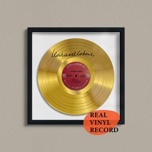 Leonard Cohen Signed Gold Vinyl Record — Decorative Music Art — Facsimile Autographed 12&quot; LP — Unique Memorabilia Gift for Music Lovers