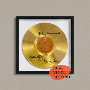 ABBA Signed Gold Vinyl Record — Decorative Music Art — Facsimile Autographed 12" LP — Gift for a Music Lover, Unique Memorabilia Poster