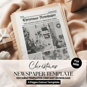 Christmas Newspaper Canva Template, Editable Family Holiday Newsletter, Festive Family Newsletter, Personalized Printable Newspaper, PLR MRR