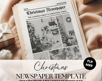 Christmas Newspaper Canva Template, Editable Family Holiday Newsletter, Festive Family Newsletter, Personalized Printable Newspaper, PLR MRR