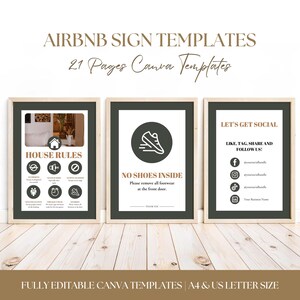 Airbnb Signs bundle Canva Template, Welcome Sign, Airbnb Welcome Book, Wifi sign, House rules poster, Airbnb checkout list, Vacation rental