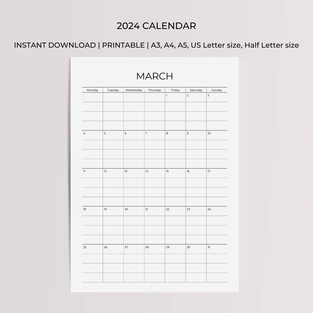 Buy 2024 Calendar Printable Printable PDF Planner Yearly Calendar