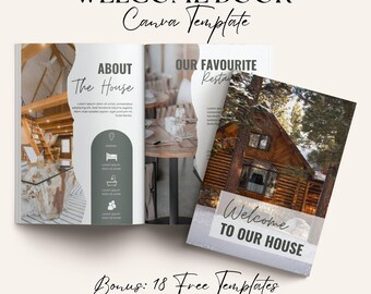 Airbnb Welcome Book Canva Template, House Host Manual Guidebook Template, Real Estate Canva Template, Vacation Rental Template, House signs