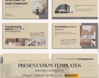 Interior Design Business Presentation Canva Template, E-Interior Design Presentation, Canva Portfolio Designer, Client Guide, Pitch Deck