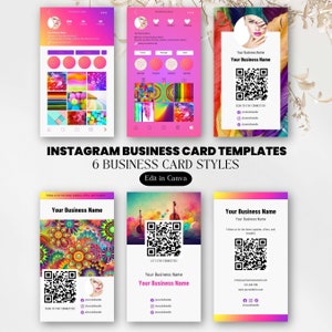 Levendig Instagram-visitekaartje, kleurrijke canvassjabloon, creatief QR-codeprofiel, kaart voor moderne artiestenbranding, digitale Blogger-kaart