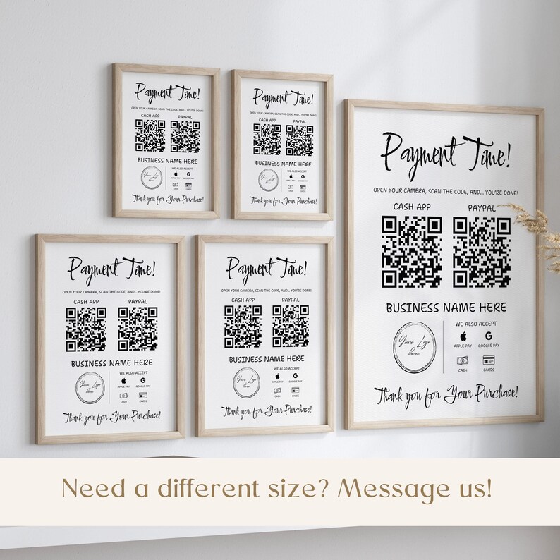 Scan to Pay Sign, Editable QR Code Template, Printable Payment Sign ...