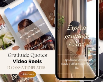 Plantillas de Canva para Instagram Reels, Afirmaciones de gratitud, Plantillas de Reels para redes sociales, Diseños editables de Canva, Cortos de YouTube, Contenido de TikTok