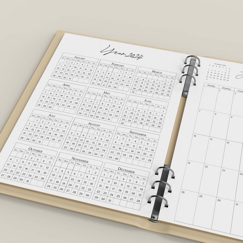 2024 Calendar, 2024 Planner, Year Calendar, Dated Calendar, Year at a
