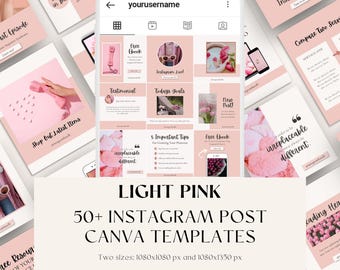 Pink Instagram Post Templates Canva, Social media Posts, Instagram Feed, Bright Instagram, Coaching Template, Blogger Template, Business