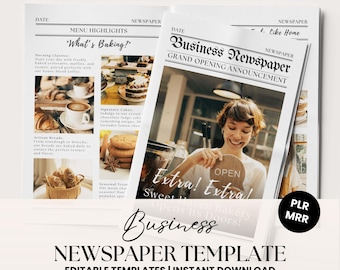 Small Business Newspaper Canva Template, Custom Newspaper, Photoshoot, DIY Editable Large, Announcement For Bakery, A4, A3, US letter