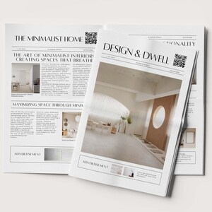 Newspaper Canva Template, Newspaper Printable, Interior Design Newspaper Template, Editable Newspaper, Minimalist Layout, Newspaper Program