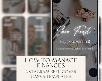 15 Financiën beheren Instagram Reel Cover Canva Templates, Dark, Luxury IG, Coaching Templates, Social Media, Done for you Reel Covers