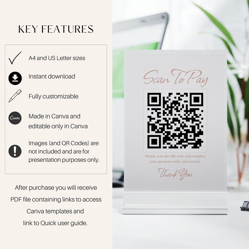 Scan to Pay Sign Canva Template, QR Code Payment Poster, Editable Canva ...