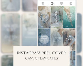20 Blue Instagram Reel Cover Canva Templates, Done for you Reel Covers, Content Creator Reel Covers, Universal Minimalist Aesthetic, Bright