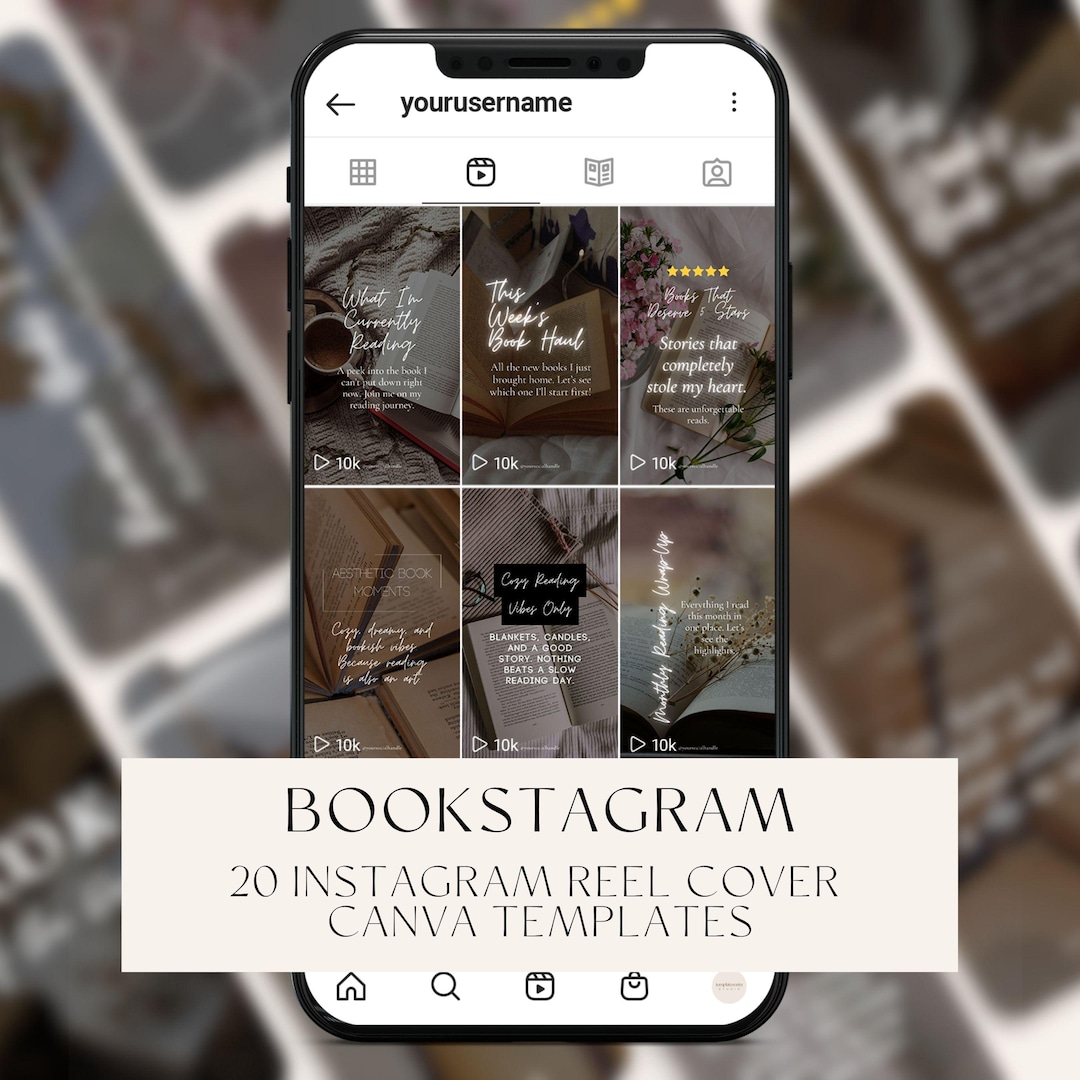 Bookstagram Reel Covers, 20 Aesthetic Canva Templates, Book Lover Instagram Reels, Reading ...
