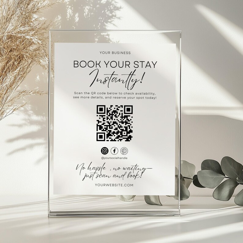 Scan to Book Sign Canva Template, Editable QR Code Booking Sign, A4 ...