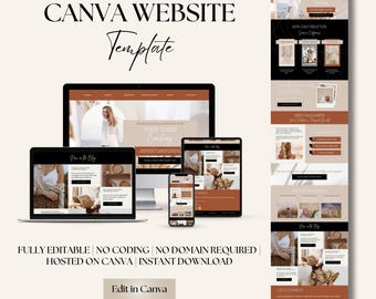 Life Coach Canva Website, Customizable Template for Coaching, Professional Landing Page, Business Design, One Page Website, Boho