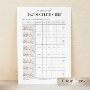 Line Sheet Canva Template, Editable Wholesale Catalog, Product Sales Sheet, Price List Template, Business Guide for Small Shops