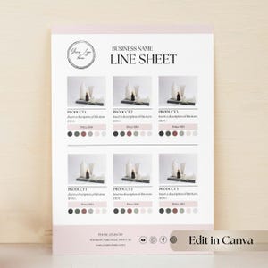 Plantilla de hoja de línea de Canva, catálogo mayorista editable, plantilla de lista de precios, hoja de ventas de productos de Canva, guía de precios para empresas, A4, carta de EE. UU.