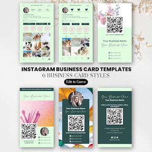 Elegante Instagram QR-code zakelijke canvassjabloon, groene digitale profielkaart, professionele personal branding, netwerkkaart, bewerkbaar