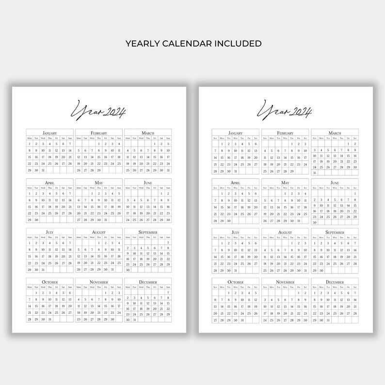 2024 Calendar, 2024 Planner, Year Calendar, Dated Calendar, Year at a