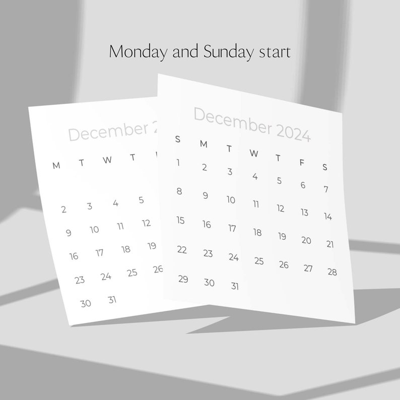 2024 Planner, Mini Calendar Printable, Calendar Cards 2024, Scrapbook