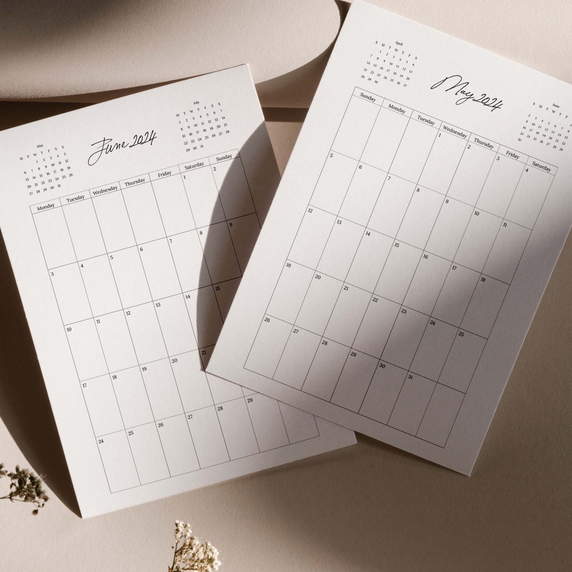 2024 Calendar, 2024 Planner, Year Calendar, Dated Calendar, Year at a