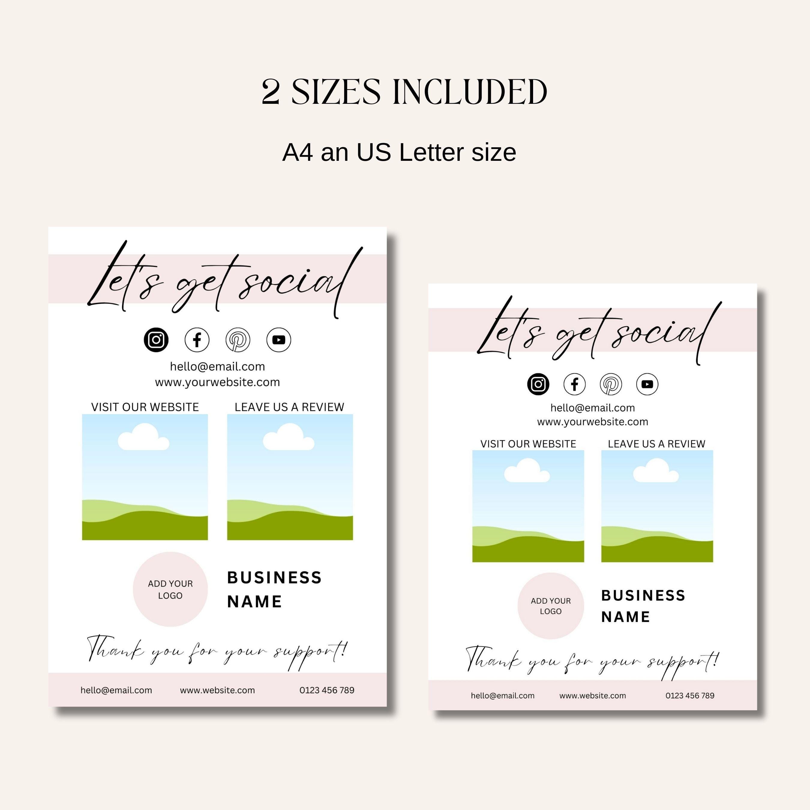 Lets Get Social Canva Template Sign, Social Media Sign, Small Business ...