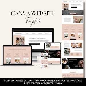 Modelo de site Canva de uma página, site para treinadores, editável no Canva, design de site empresarial, site estético, design minimalista