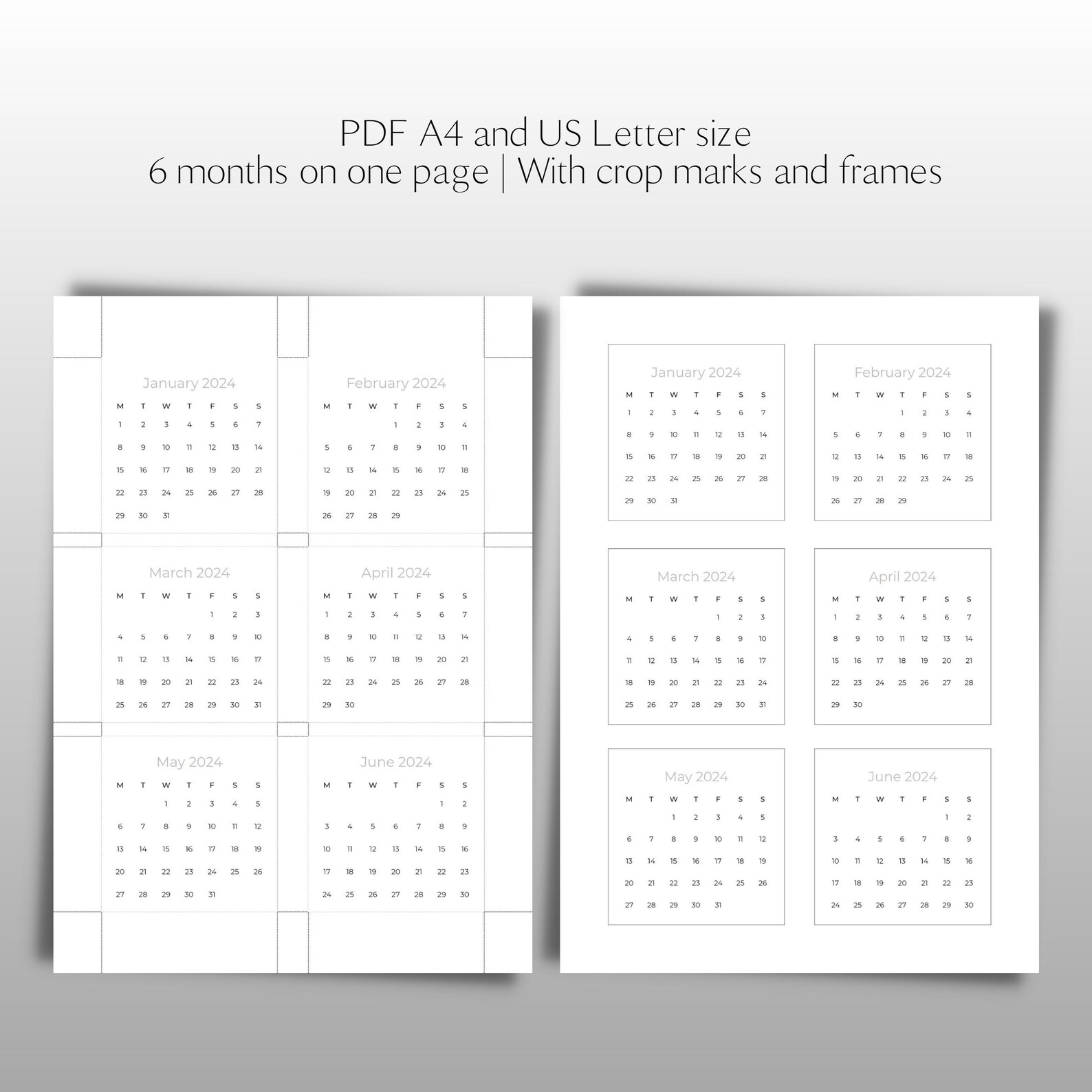 2024 Planner, Mini Calendar Printable, Calendar Cards 2024, Scrapbook